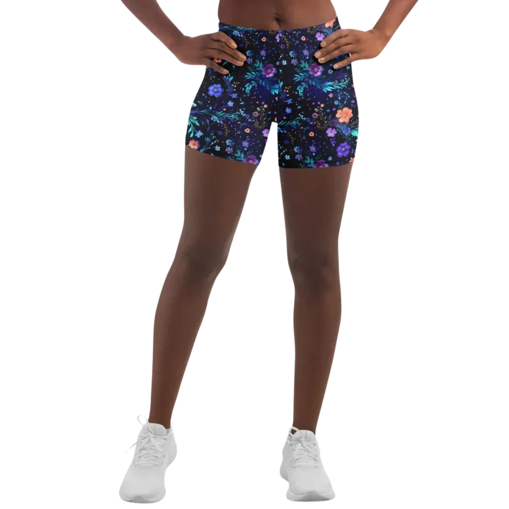 Galactic Bloom Yoga Short Shorts With Celestial Fit