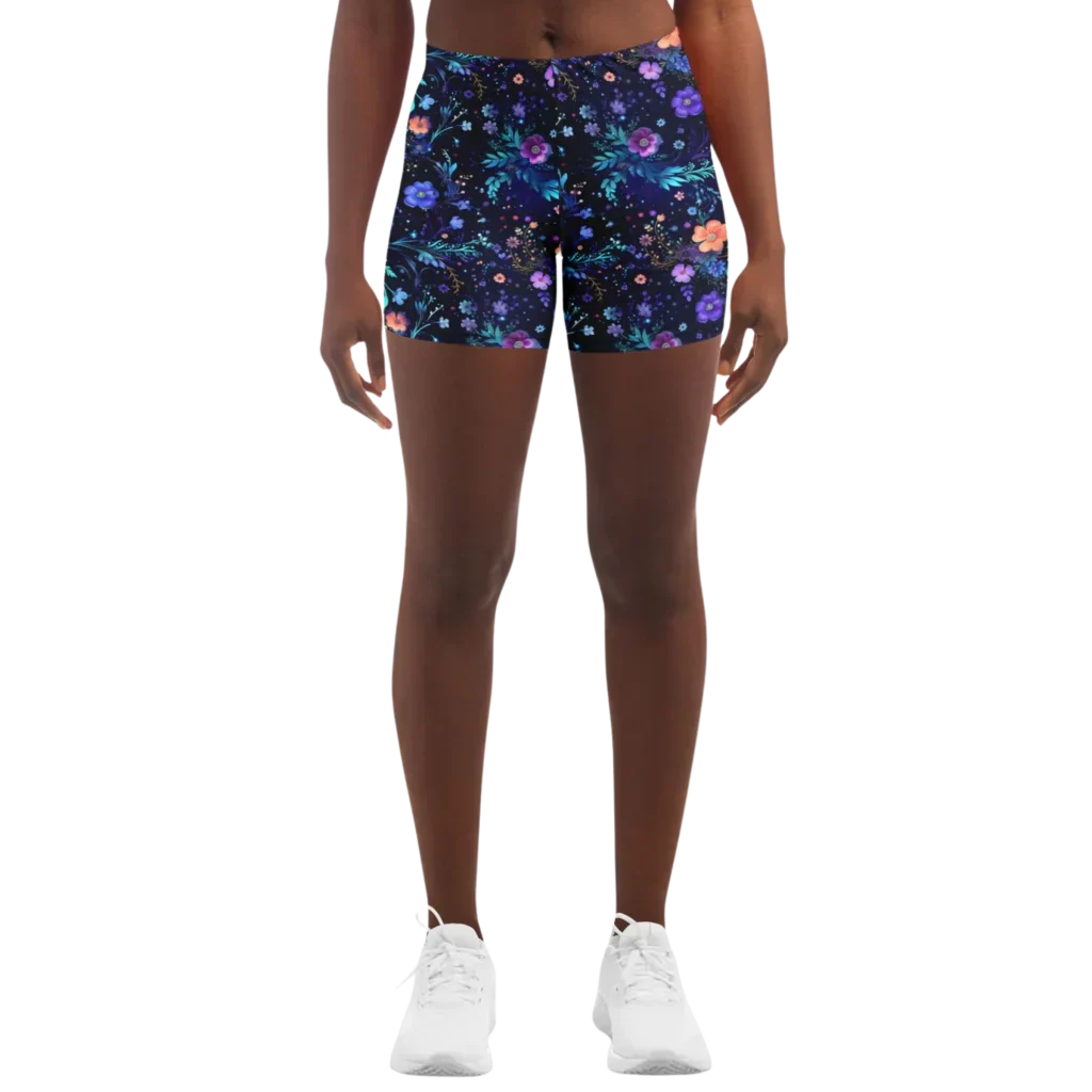Galactic Bloom Yoga Short Shorts With Celestial Fit