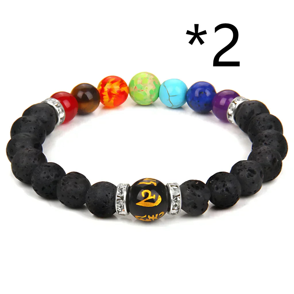 Gemstone Chakra Bracelet For Energy Balance - Style E 2pcs