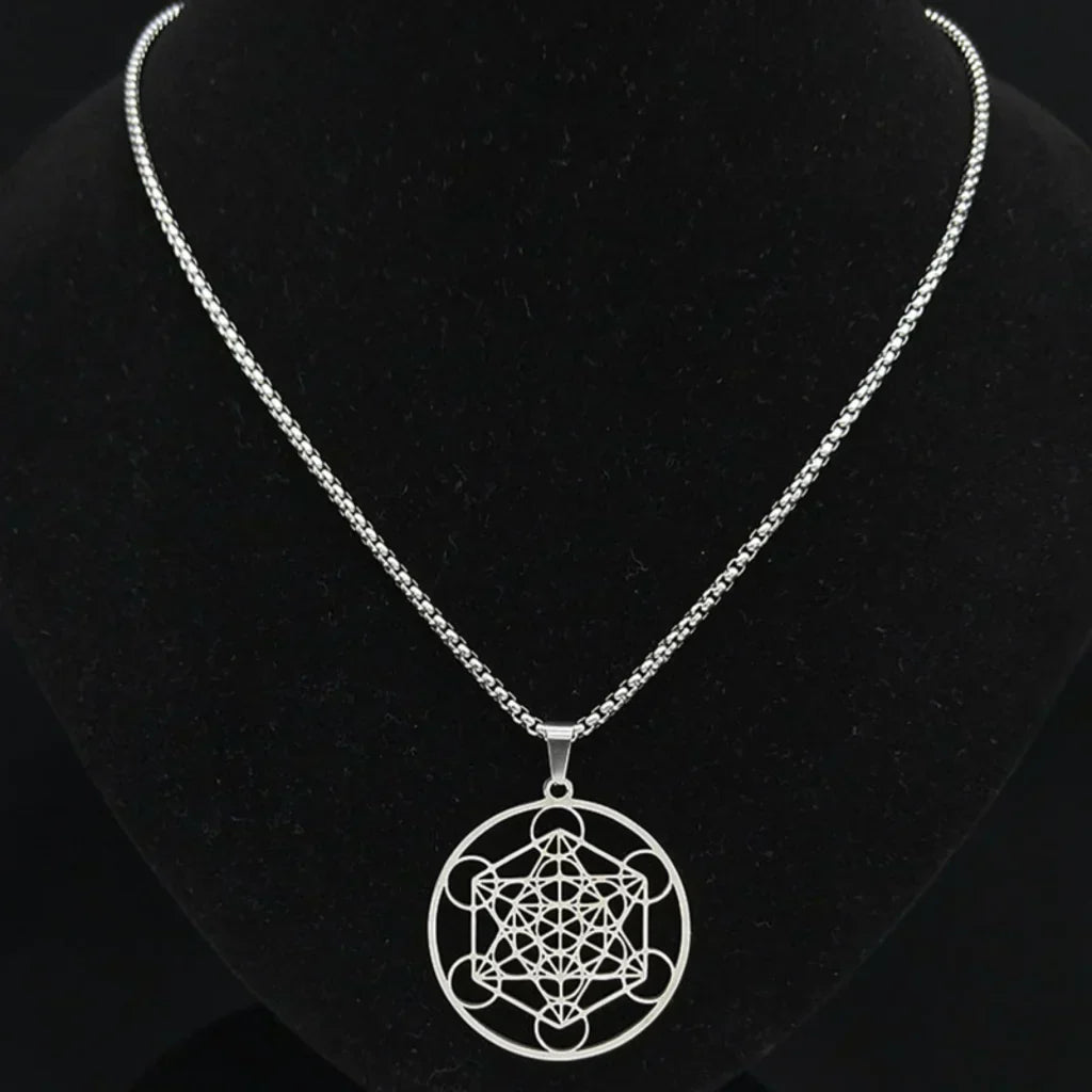 Geometric Pendant Necklace With Celestial Charm