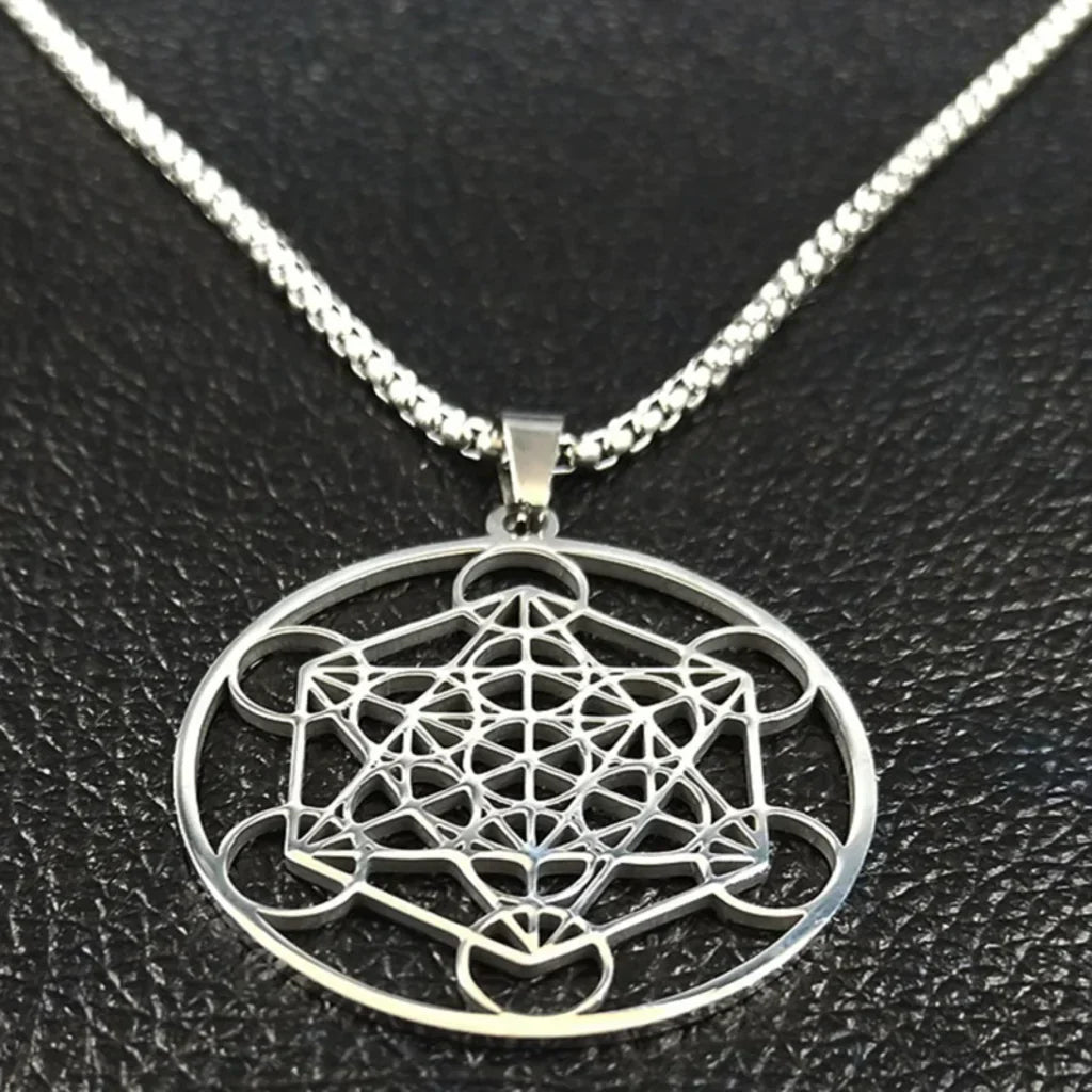 Geometric Pendant Necklace With Celestial Charm