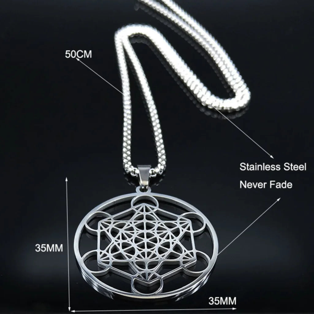 Geometric Pendant Necklace With Celestial Charm