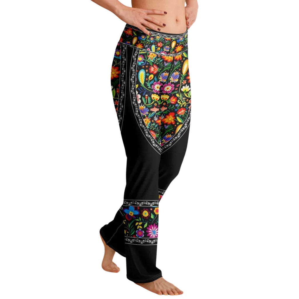 Girls Flare Leggings With Floral Fiesta Print