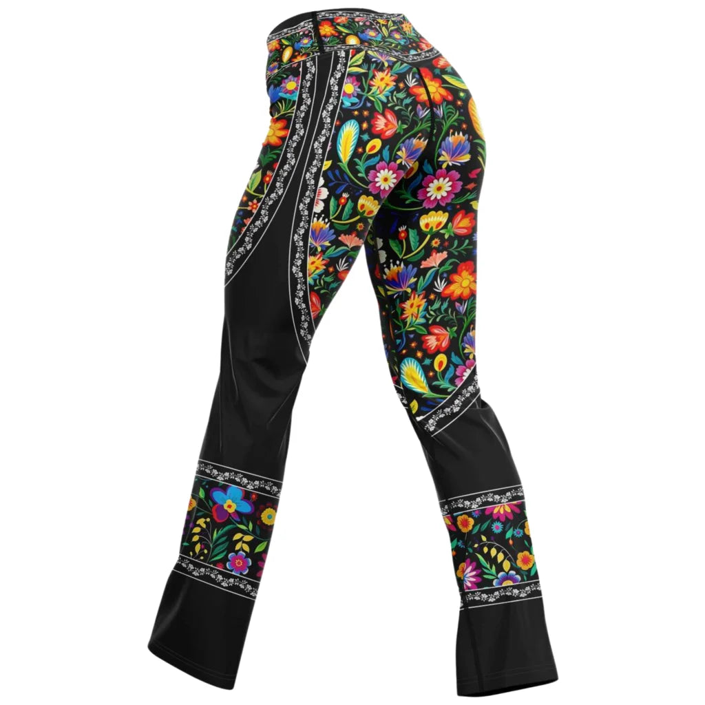 Girls Flare Leggings With Floral Fiesta Print