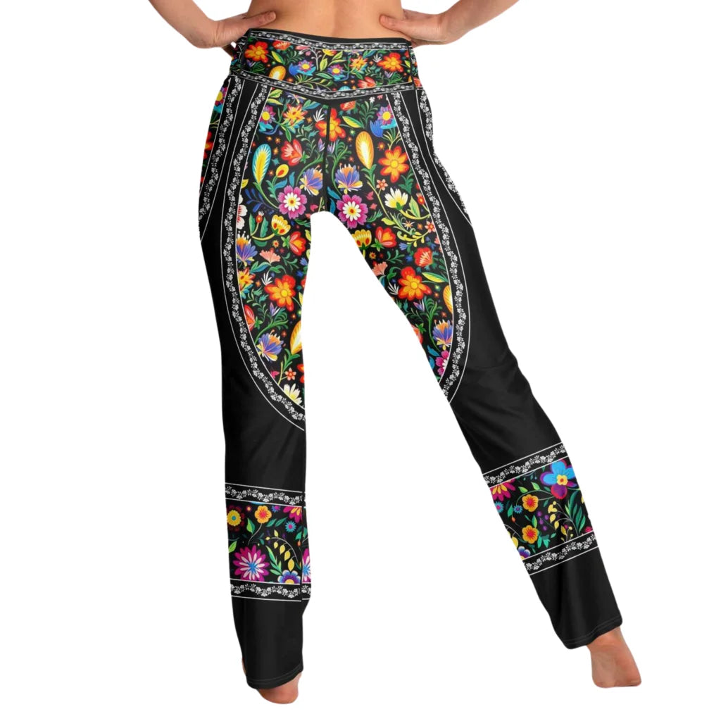 Girls Flare Leggings With Floral Fiesta Print