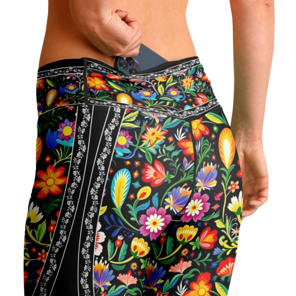 Girls Flare Leggings With Floral Fiesta Print