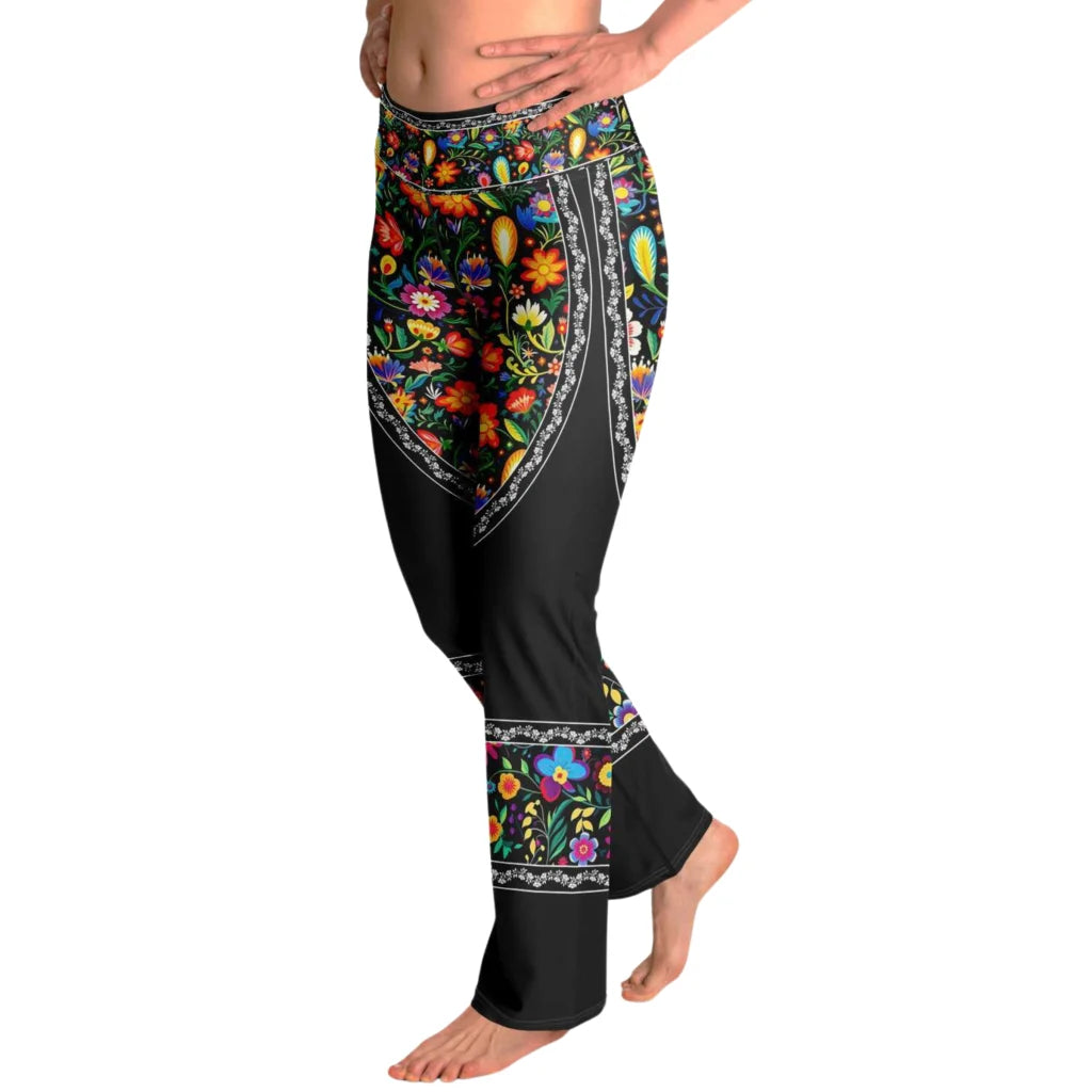 Girls Flare Leggings With Floral Fiesta Print