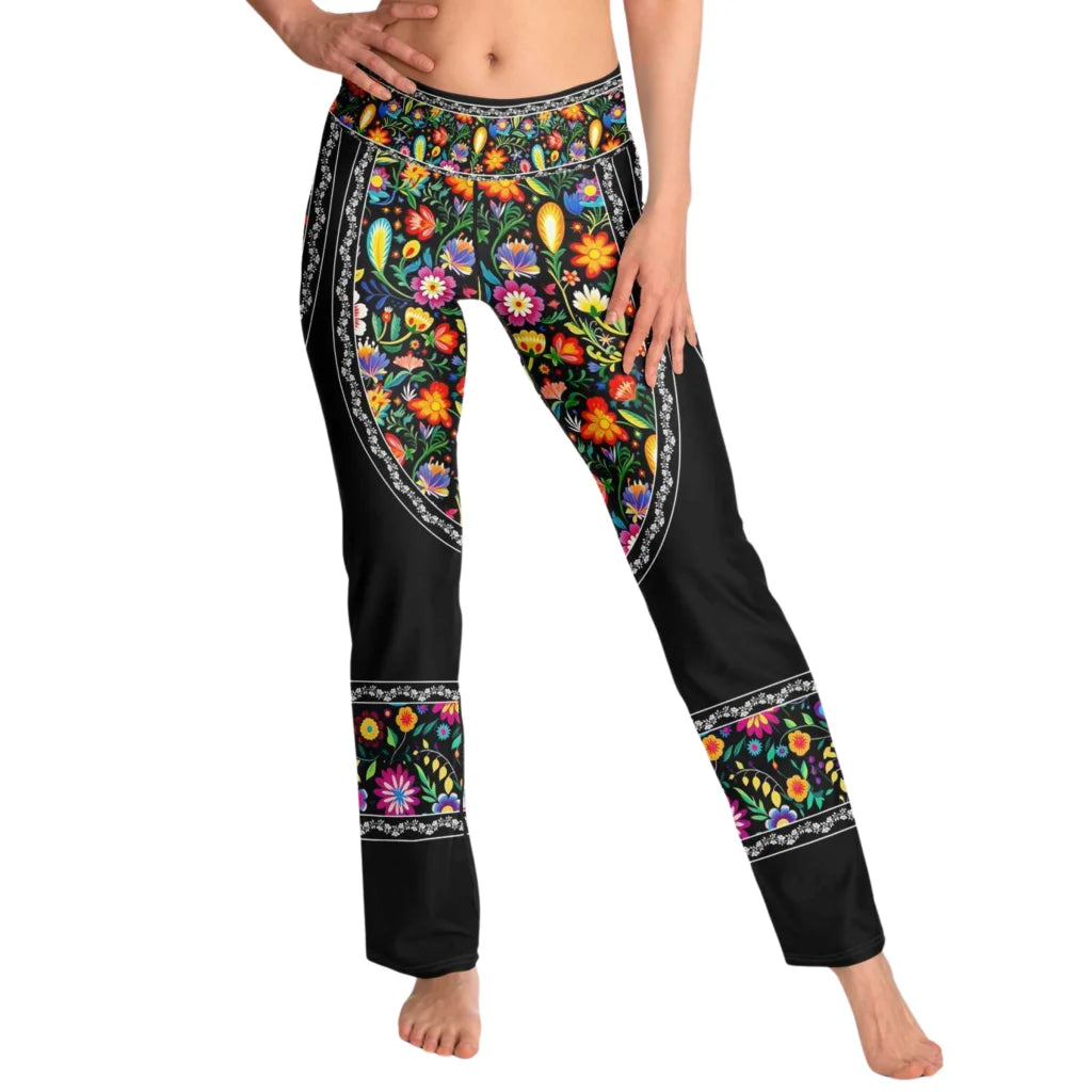 Girls Flare Leggings With Floral Fiesta Print