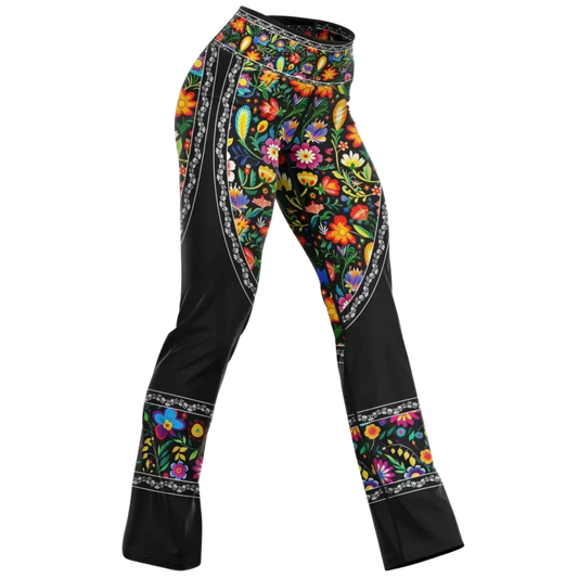 Girls Flare Leggings With Floral Fiesta Print - XS