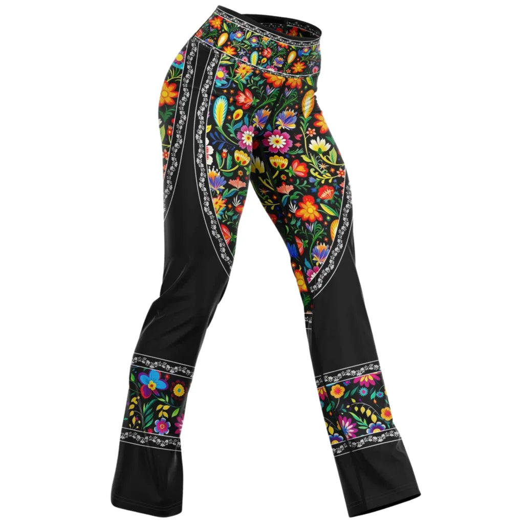 Girls Flare Leggings With Floral Fiesta Print - XS