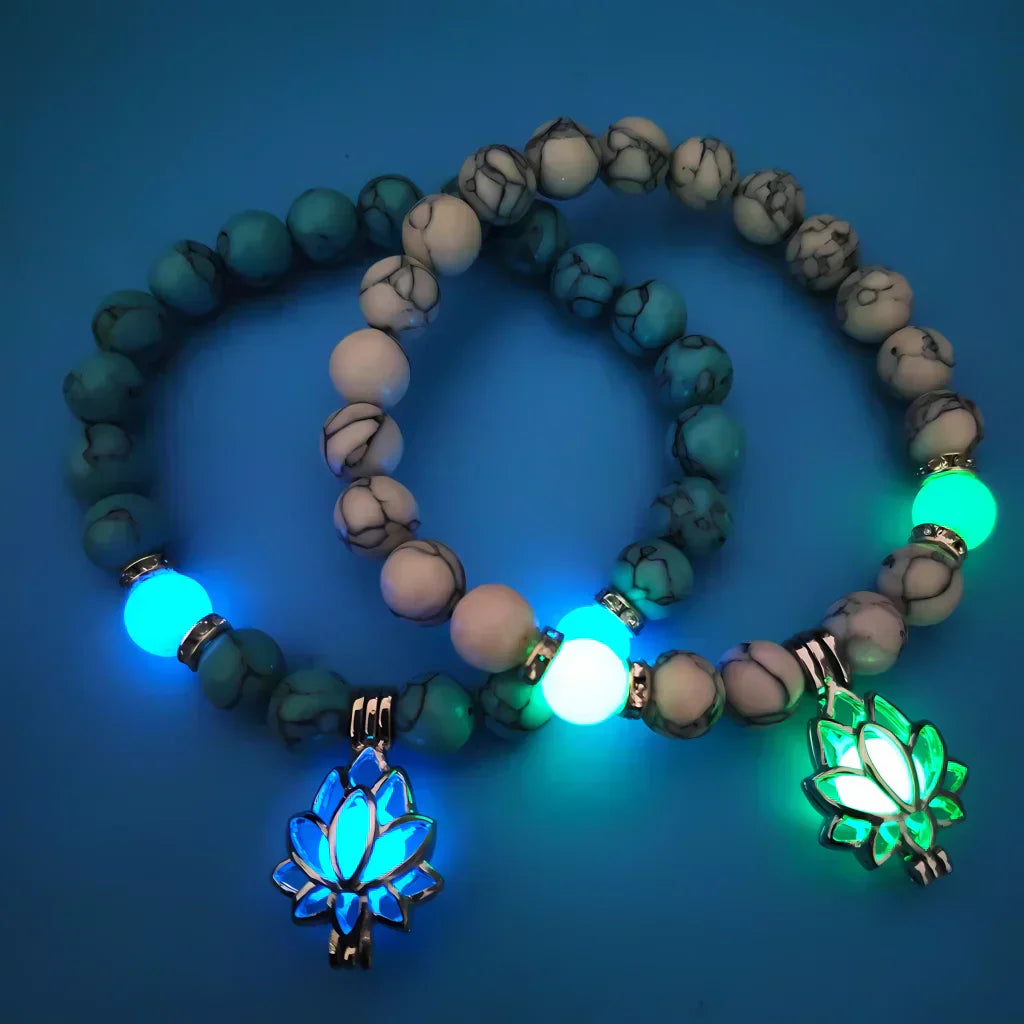 Glow In The Dark Turquoise Beaded Bracelets