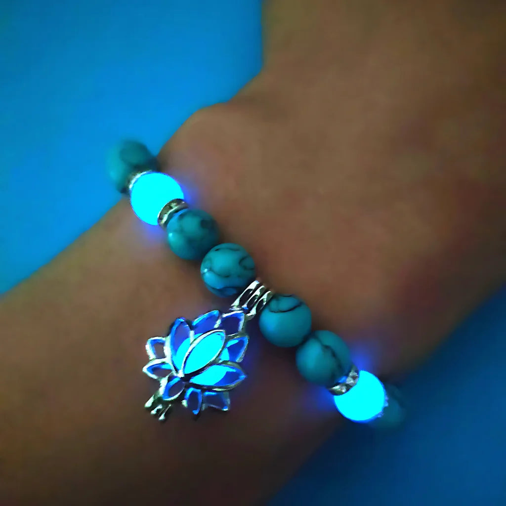 Glow In The Dark Turquoise Beaded Bracelets