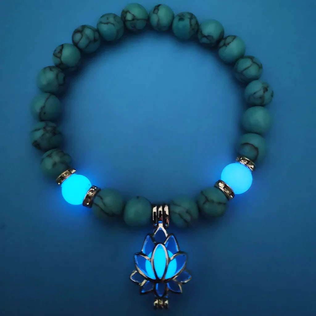Glow In The Dark Turquoise Beaded Bracelets - Style