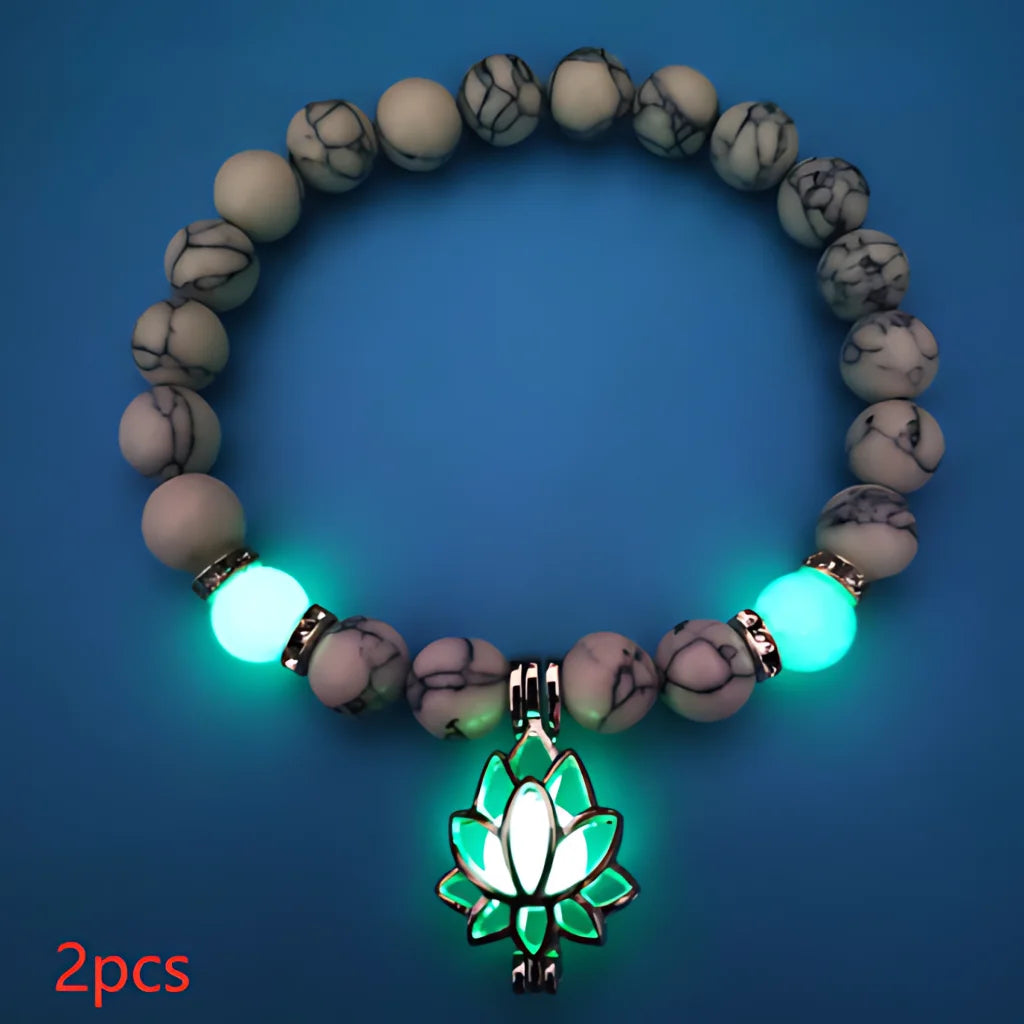 Glow In The Dark Turquoise Beaded Bracelets - Style B 2pcs