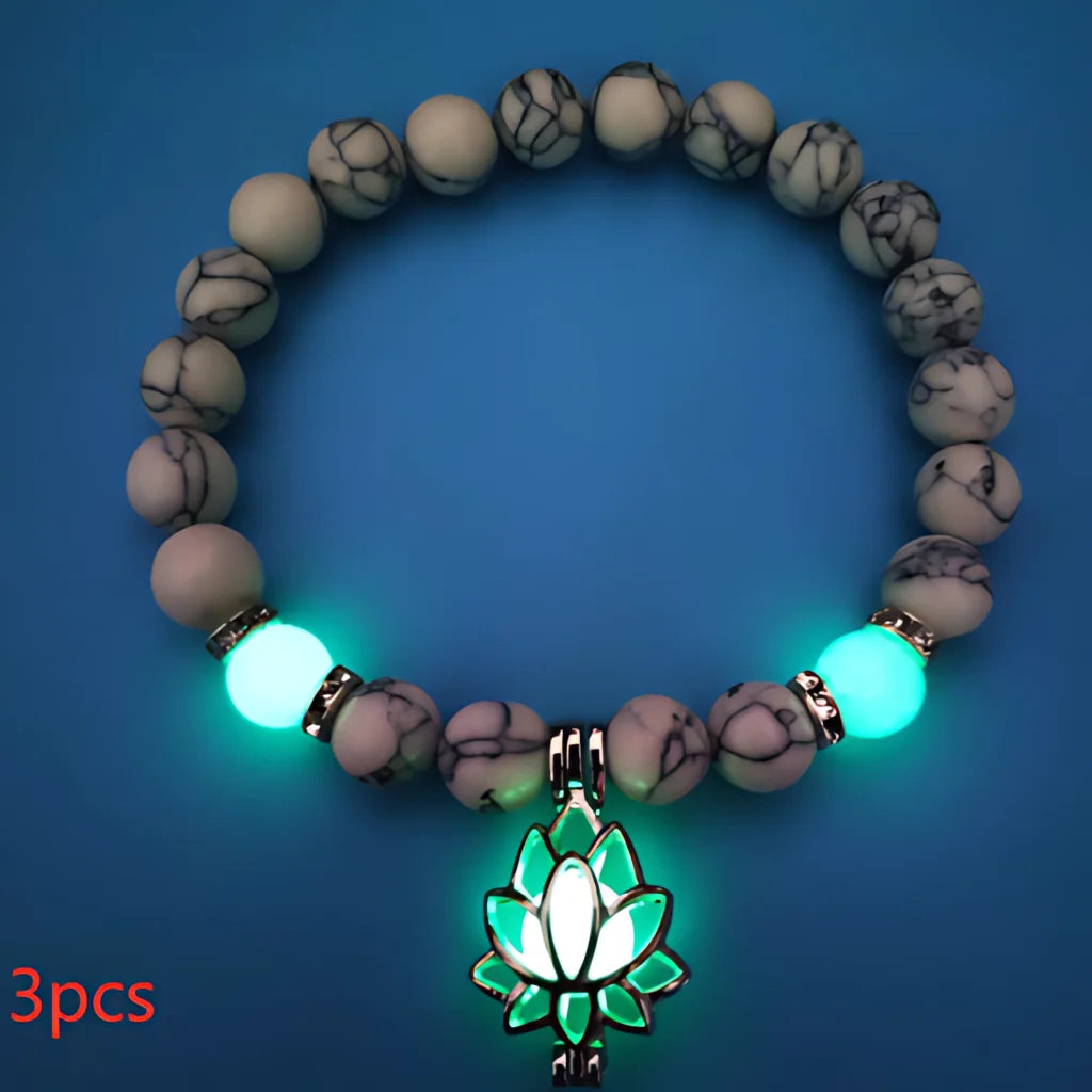 Glow In The Dark Turquoise Beaded Bracelets - Style B 3pcs