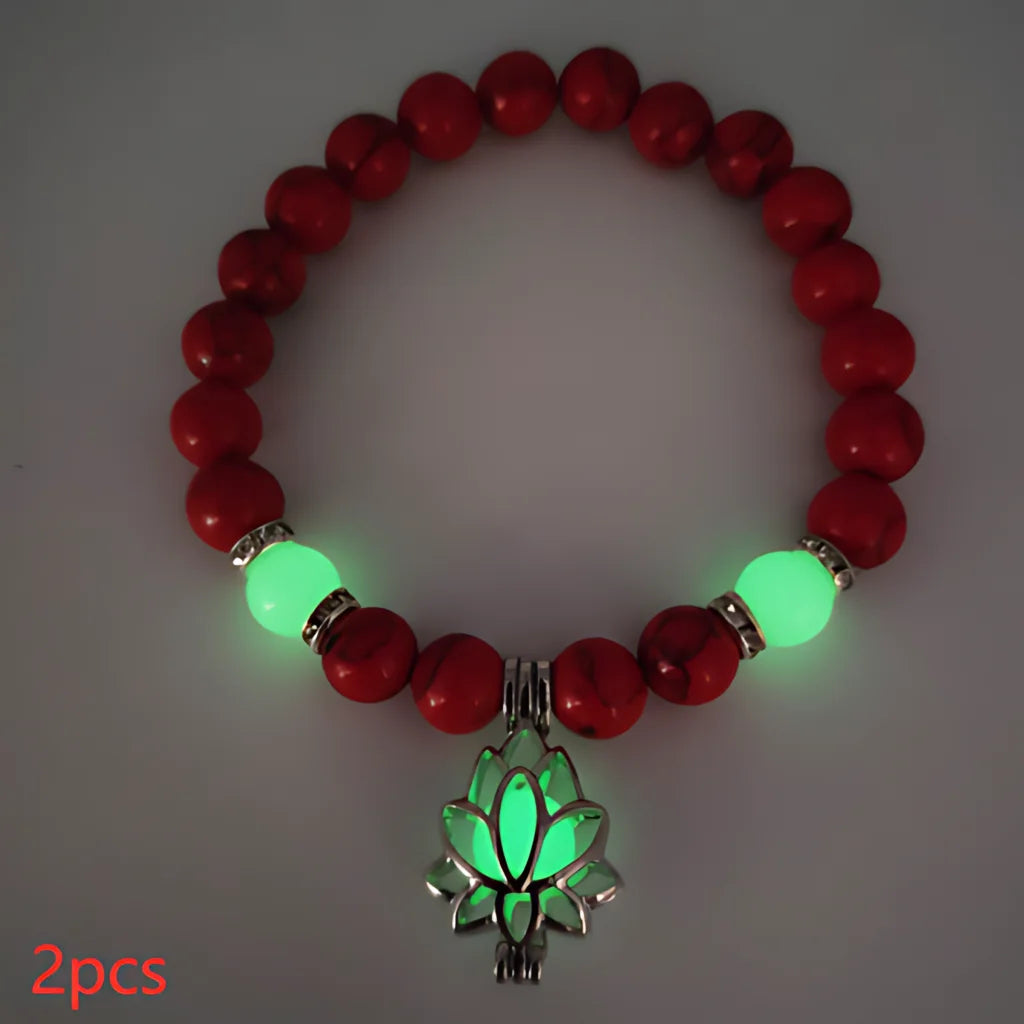 Glow In The Dark Turquoise Beaded Bracelets - Style D 2pcs