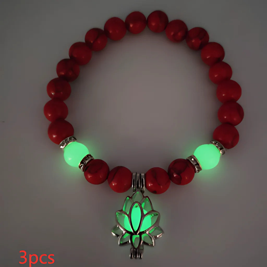 Glow In The Dark Turquoise Beaded Bracelets - Style D 3pcs