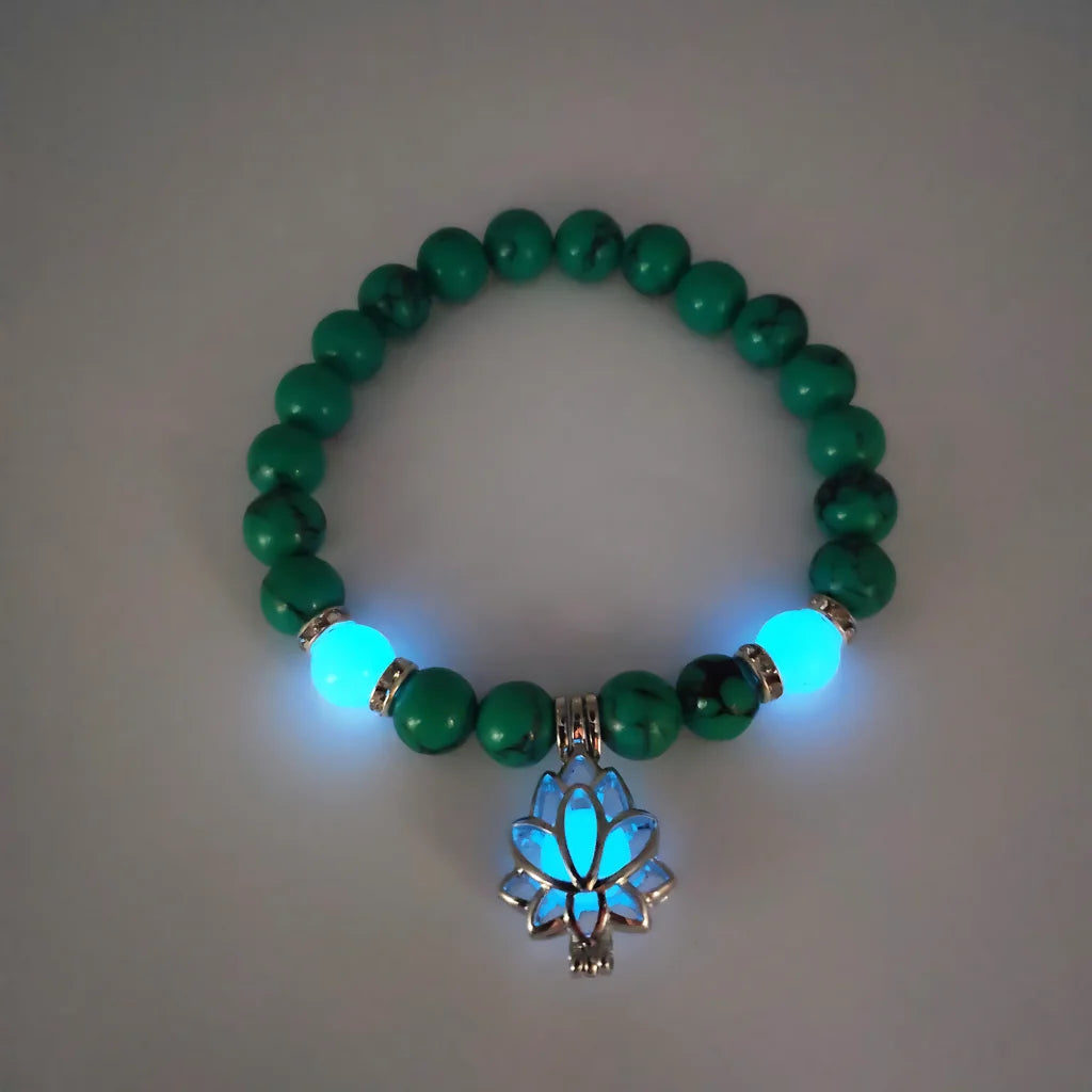 Glow In The Dark Turquoise Beaded Bracelets - Style E