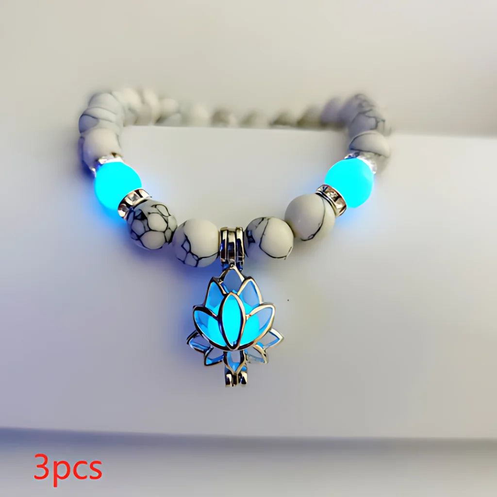 Glow In The Dark Turquoise Beaded Bracelets - Style G 3pcs