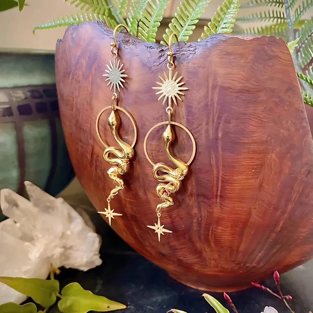 Gold Snake Bohemian Style Earrings For Bold Souls - Gold