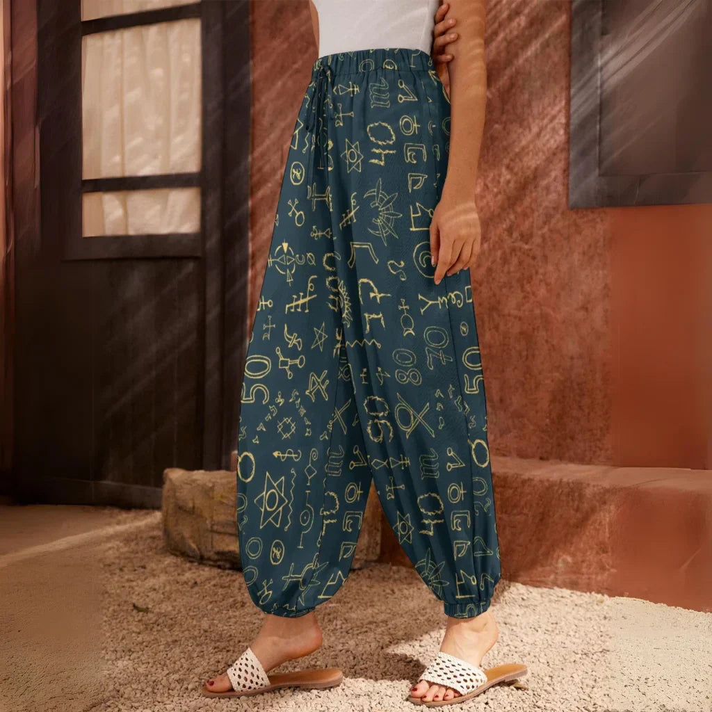 Golden Alchemy Harem Pants For Womens – Midnight Teal - XS