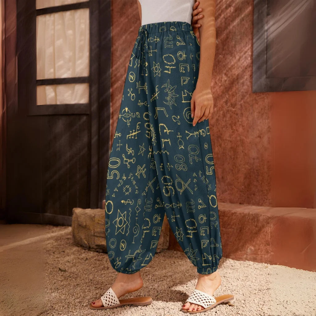 Golden Alchemy Harem Pants For Womens – Midnight Teal - XS