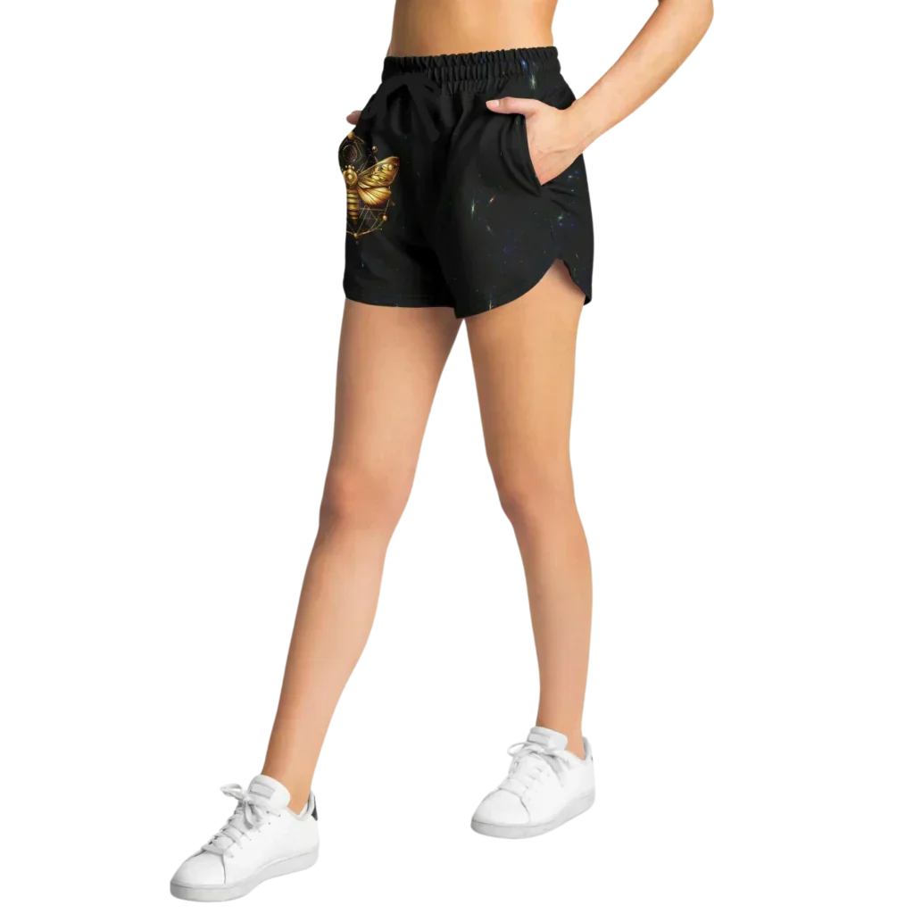 Golden Moth Loose Fit Shorts With Chakra Symbol