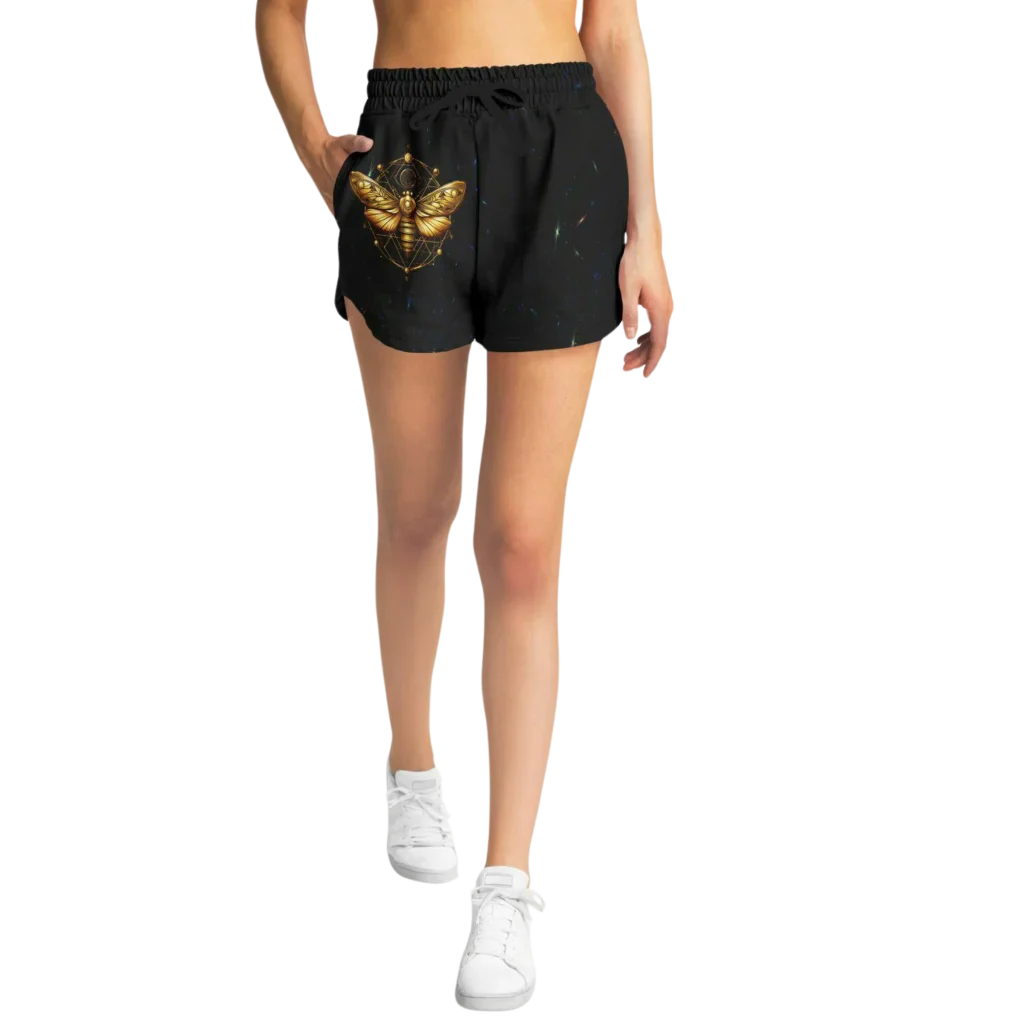Golden Moth Loose Fit Shorts With Chakra Symbol