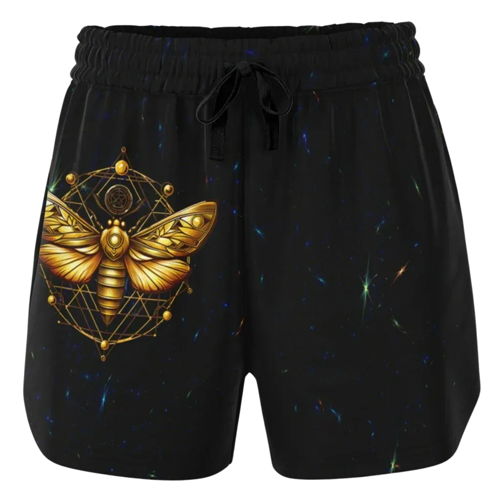 Golden Moth Loose Fit Shorts With Chakra Symbol