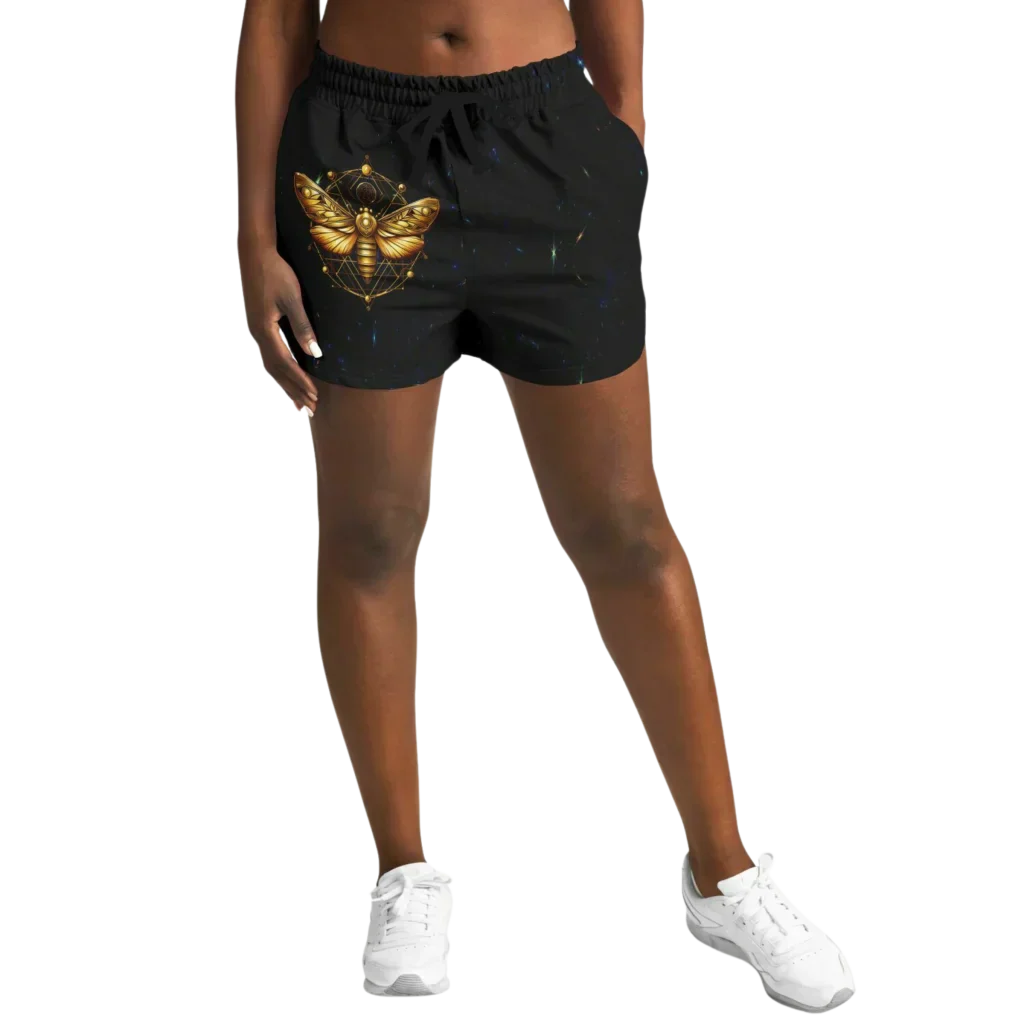 Golden Moth Loose Fit Shorts With Chakra Symbol