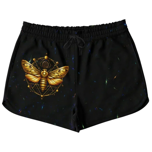 Golden Moth Loose Fit Shorts With Chakra Symbol - XS