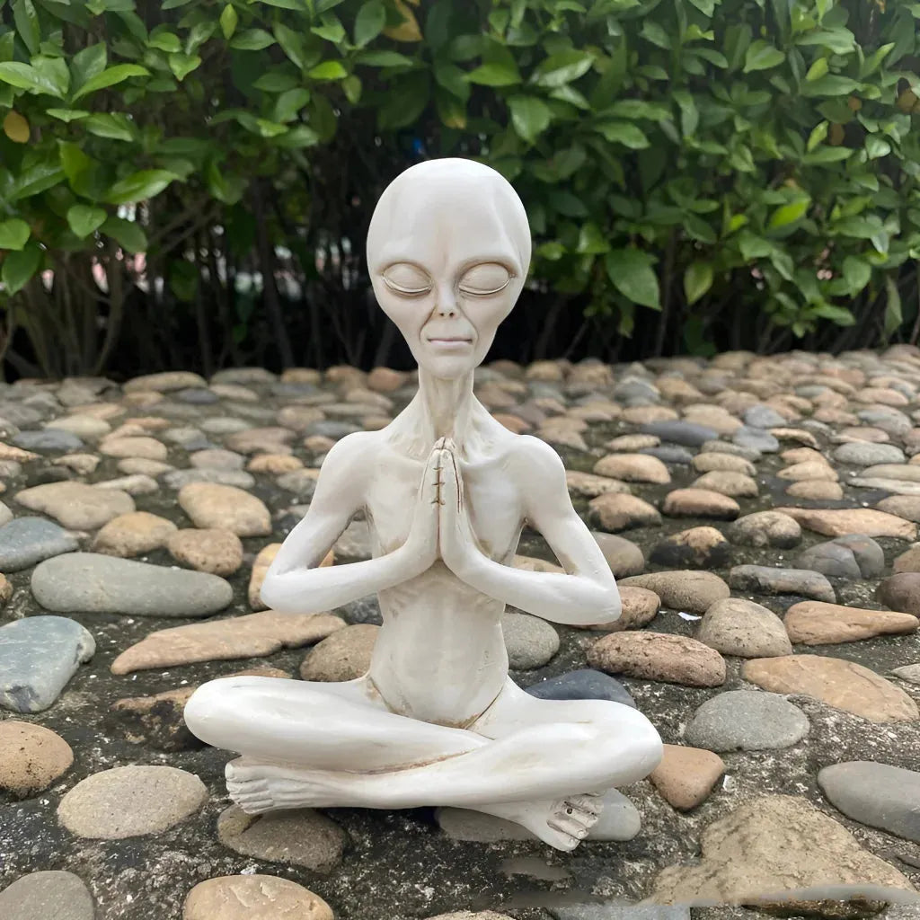 Graceful Yoga Skeleton Figurines In Resin - Milky White / 120x70x165mm