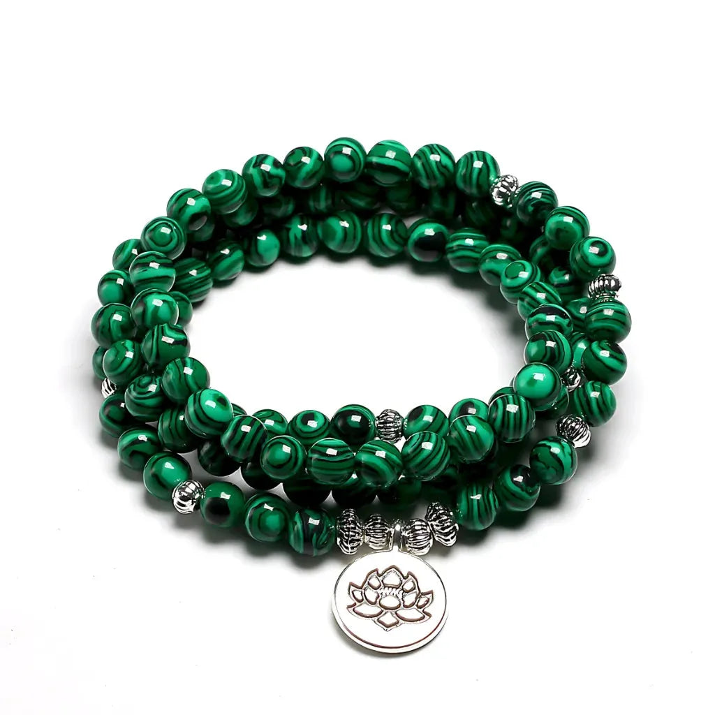 Green Agate Geometry Wrap Bracelet For Women - Green