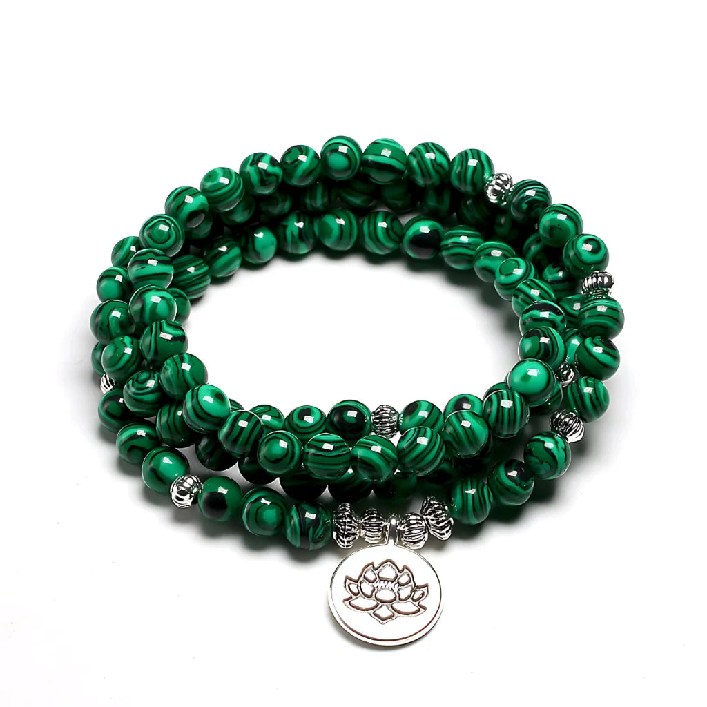 Green Agate Geometry Wrap Bracelet For Women - Green