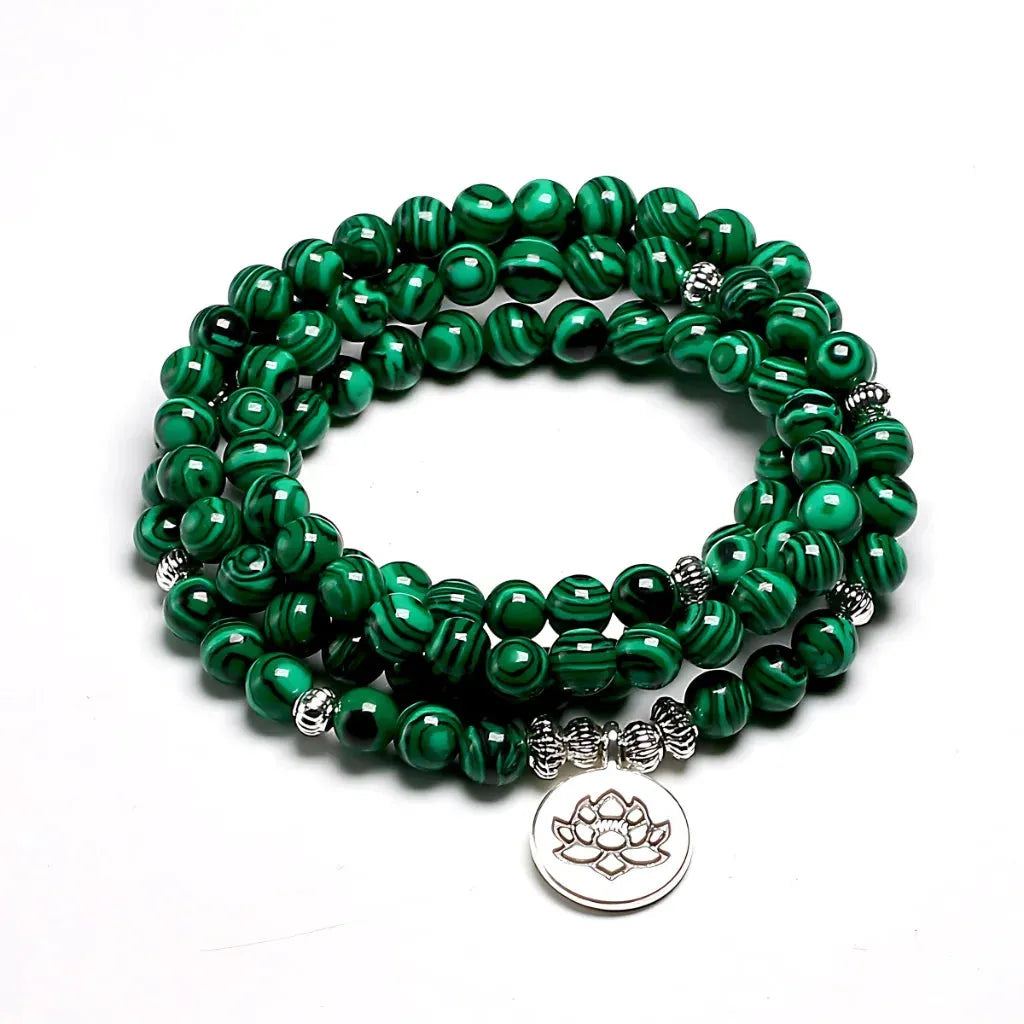 Green Agate Geometry Wrap Bracelet For Women - Green