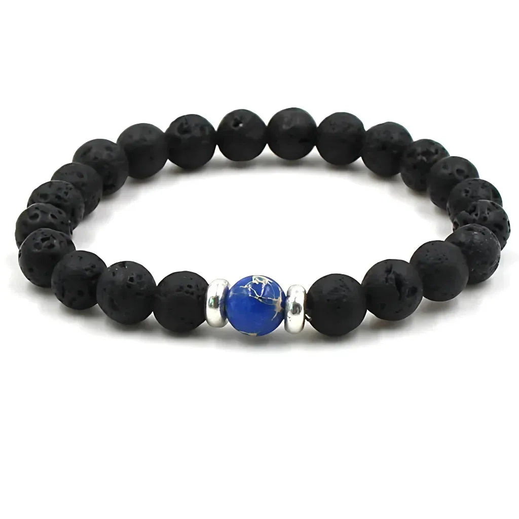 Grounded Energy Volcanic Rock Bracelet Unisex Style - Blue Imperial Stone