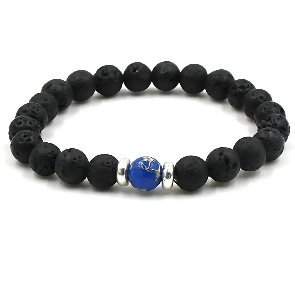 Grounded Energy Volcanic Rock Bracelet Unisex Style - Blue Imperial Stone