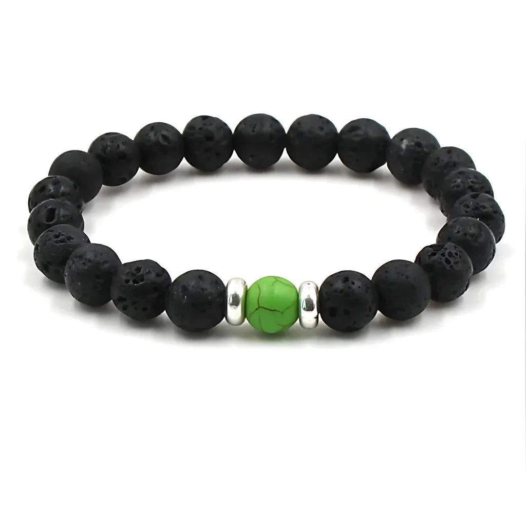 Grounded Energy Volcanic Rock Bracelet Unisex Style - Green pine