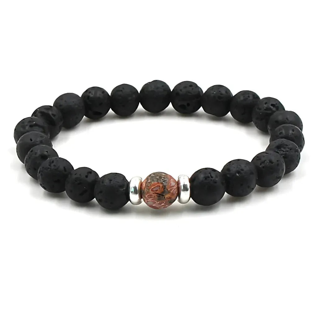 Grounded Energy Volcanic Rock Bracelet Unisex Style - Leopard skin agate