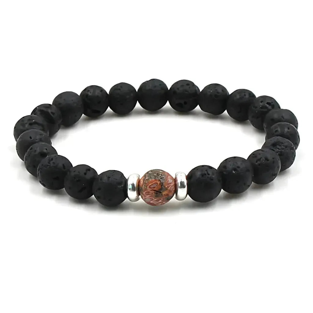 Grounded Energy Volcanic Rock Bracelet Unisex Style - Leopard skin agate