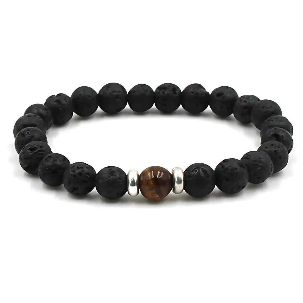 Grounded Energy Volcanic Rock Bracelet Unisex Style - Tigereye