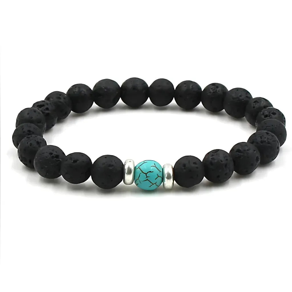 Grounded Energy Volcanic Rock Bracelet Unisex Style - Turquoise