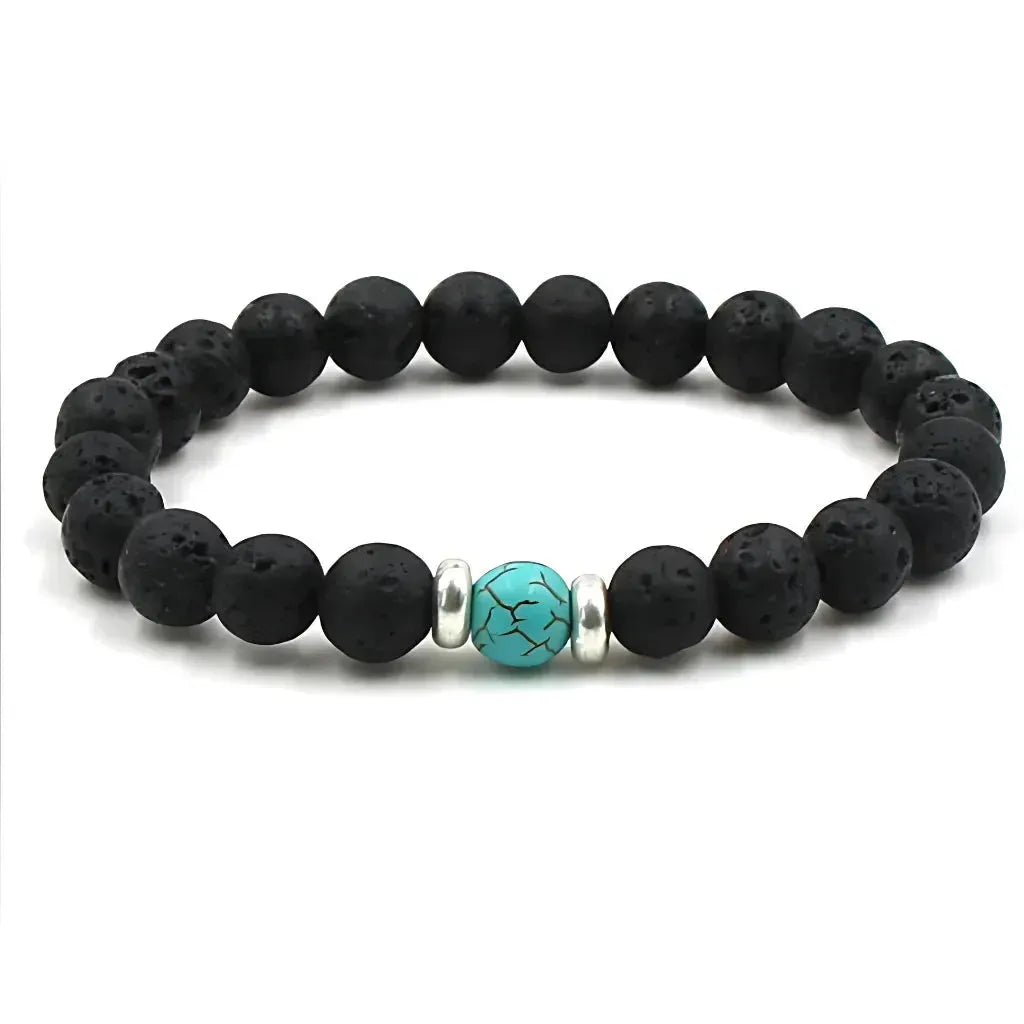 Grounded Energy Volcanic Rock Bracelet Unisex Style - Turquoise