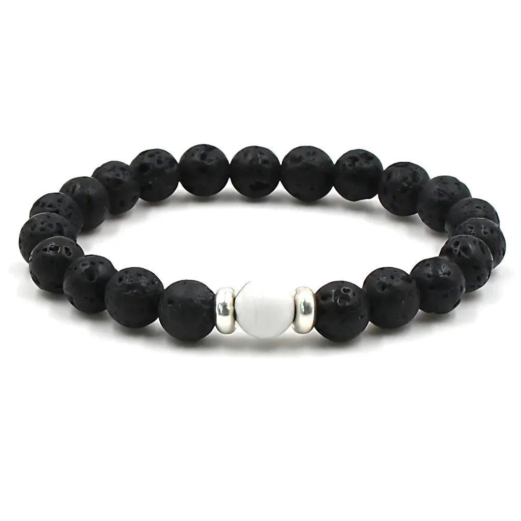 Grounded Energy Volcanic Rock Bracelet Unisex Style - White Turquoise