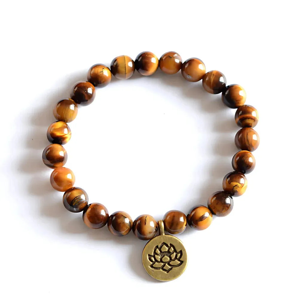 Handcrafted Brown Beaded Bracelets for Mindful Living - Lotus