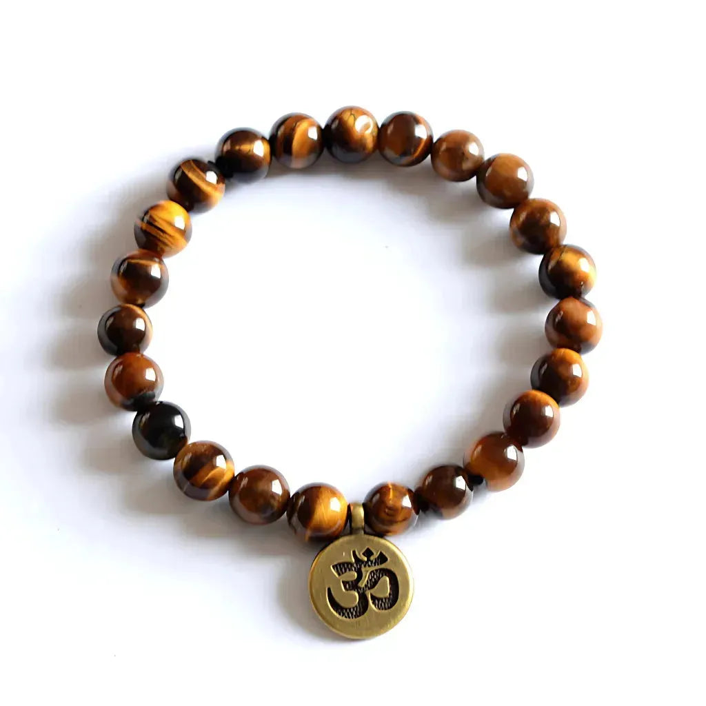 Handcrafted Brown Beaded Bracelets for Mindful Living - Om