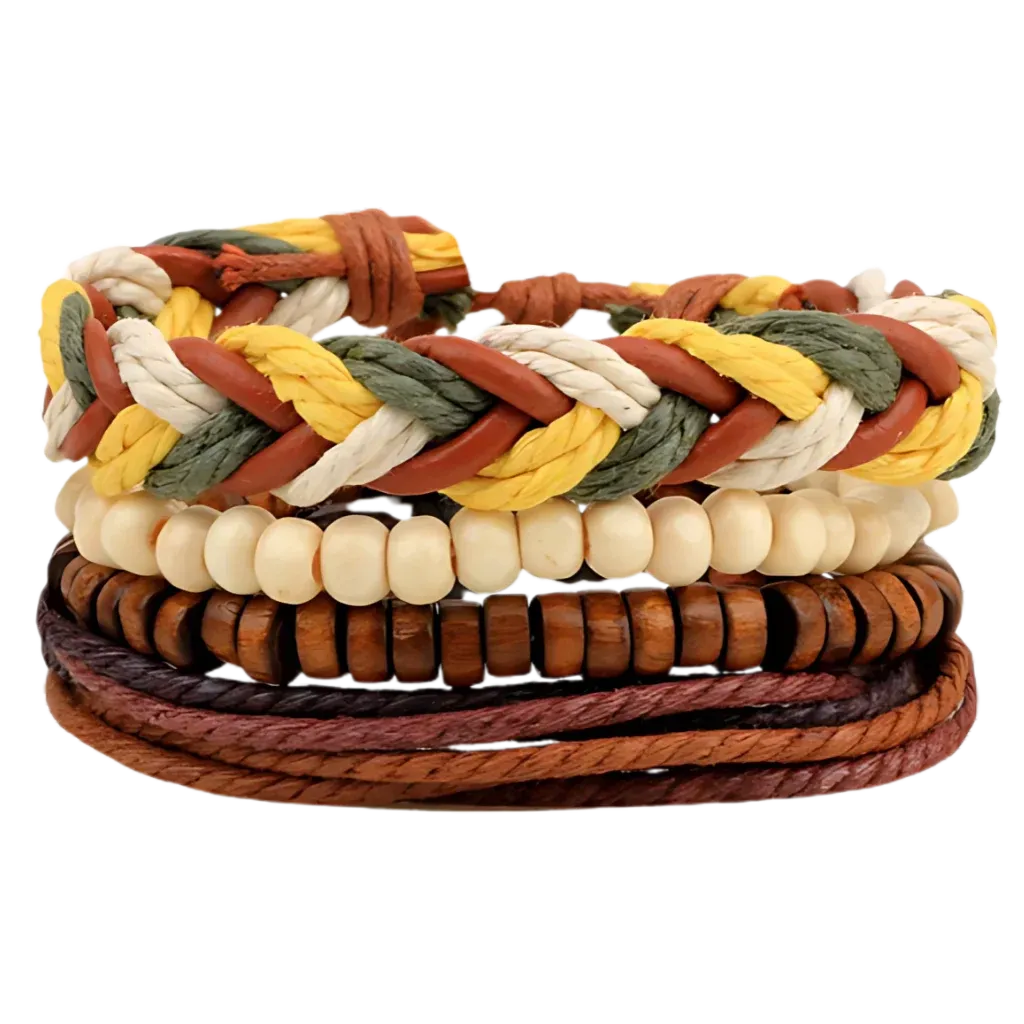 Handcrafted Woven Leather Bracelet For Daily Wear - B