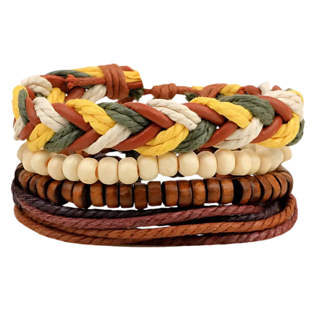 Handcrafted Woven Leather Bracelet For Daily Wear - B