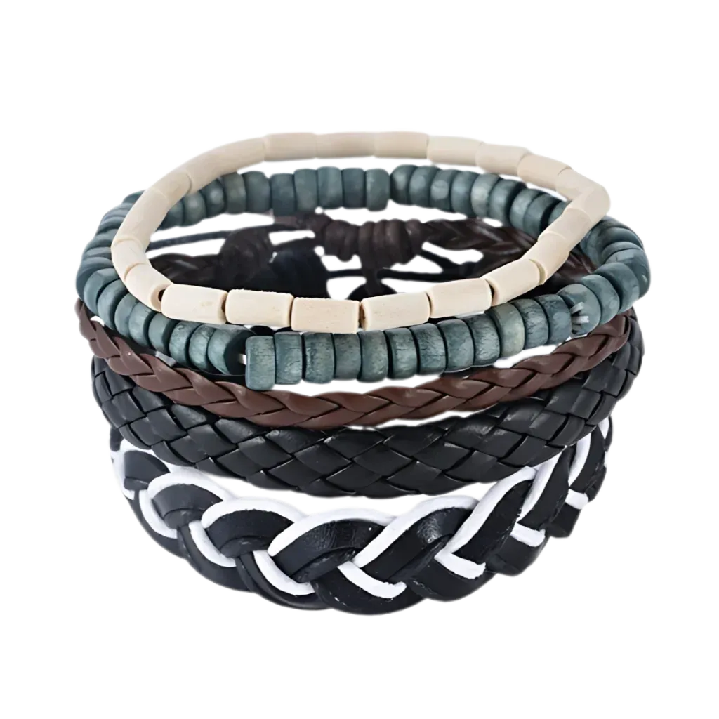 Handcrafted Woven Leather Bracelet For Daily Wear - C