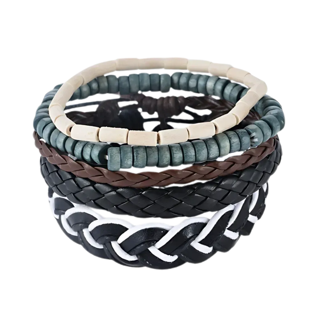 Handcrafted Woven Leather Bracelet For Daily Wear - C